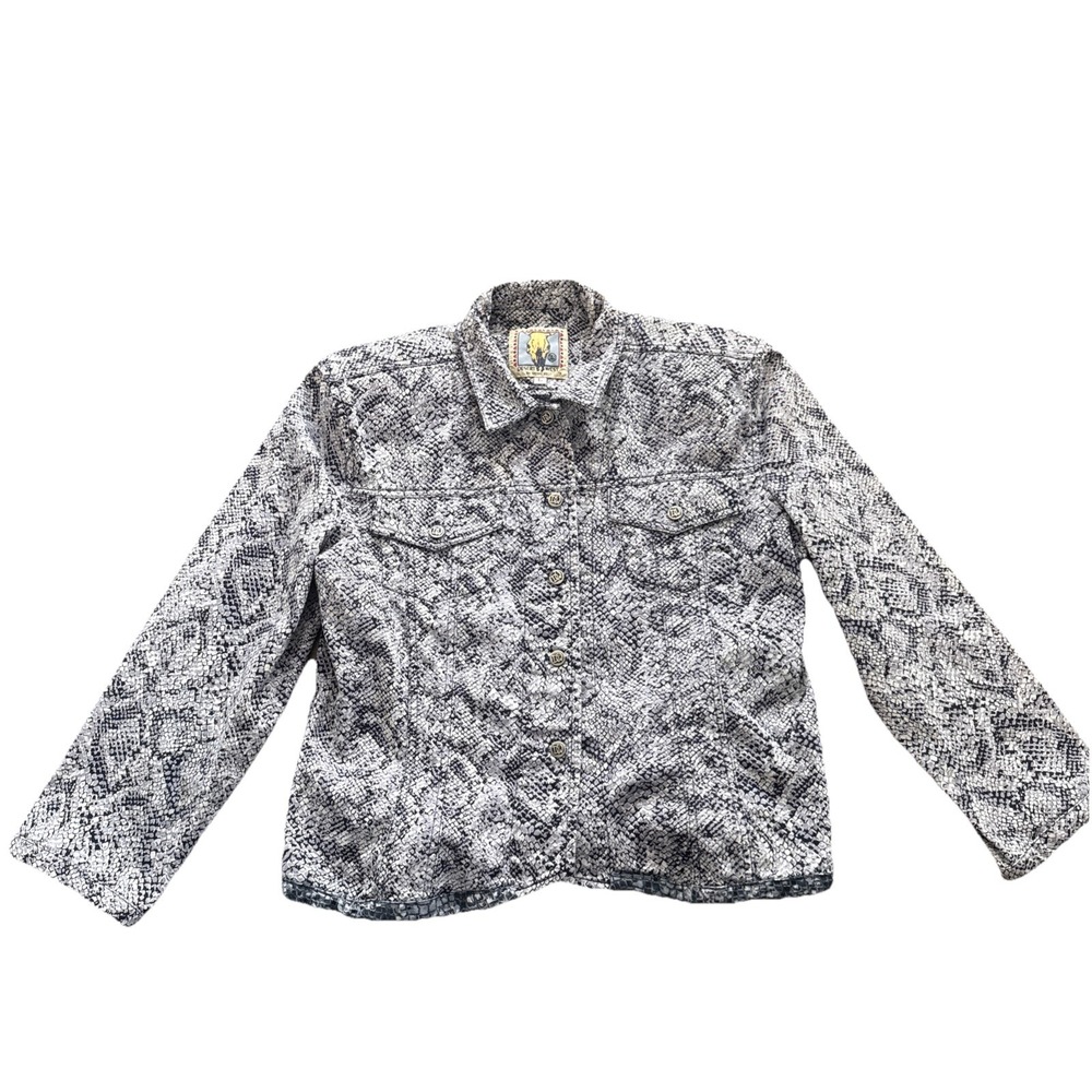 Desert West Sherry Holt Western Jacket Women Large Snakeskin Print Vintage